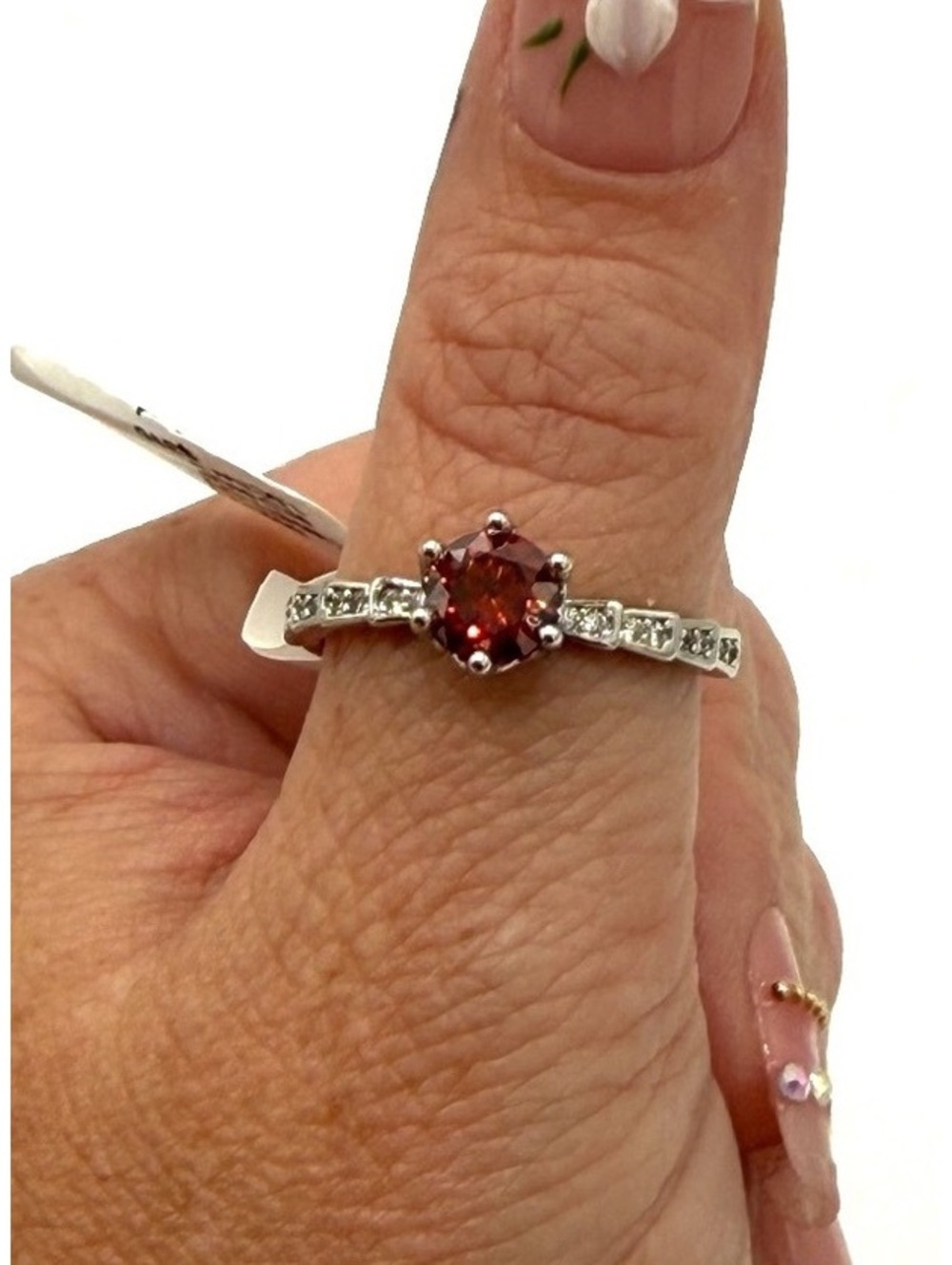 18K White Gold Plated, Red Moissanite, 1.0CTW VVSD, GRA Certified